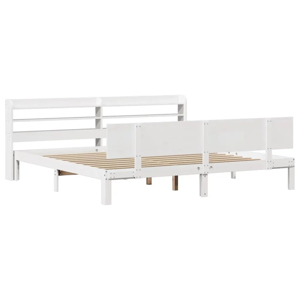 Letto matrimoniale | Letto per adulti | Giroletto con Testiera senza Materasso Bianco 200x200 cm - Image 4