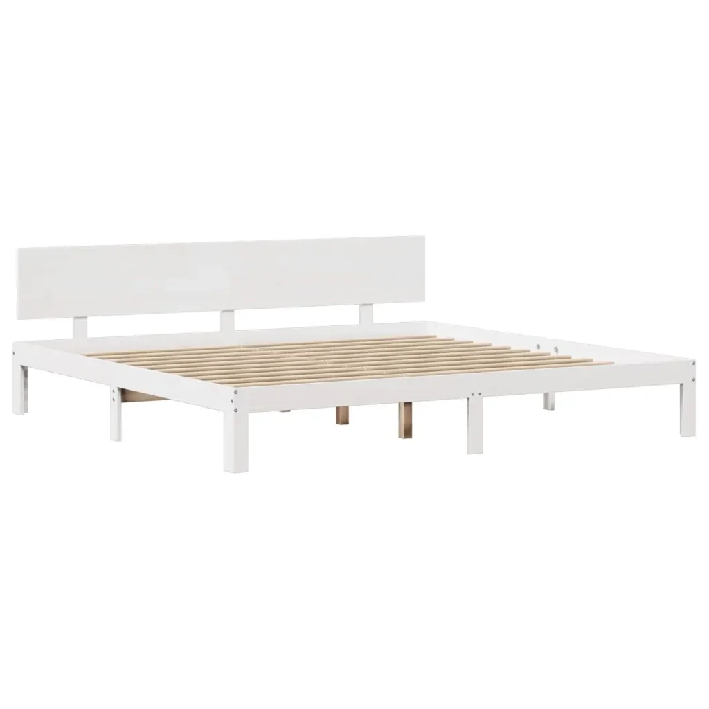 Letto matrimoniale | Letto per adulti | Giroletto con Testiera senza Materasso Bianco 200x200 cm - Image 7