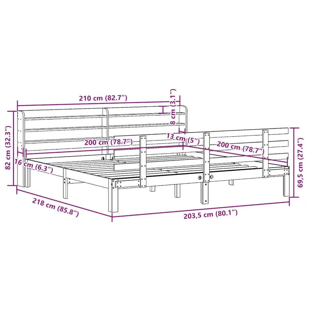 Letto matrimoniale | Letto per adulti | Giroletto con Testiera senza Materasso Bianco 200x200 cm - Image 10