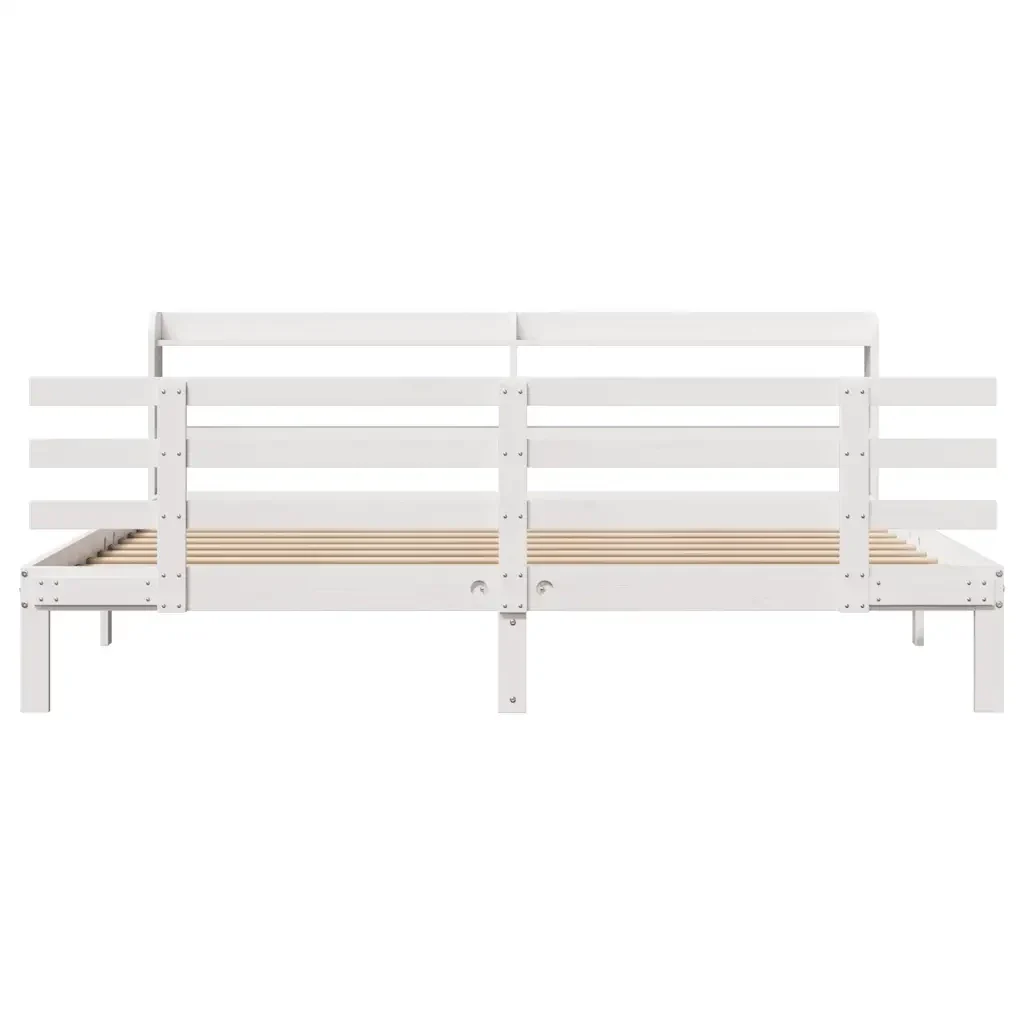 Letto matrimoniale | Letto per adulti | Giroletto con Testiera senza Materasso Bianco 200x200 cm - Image 4