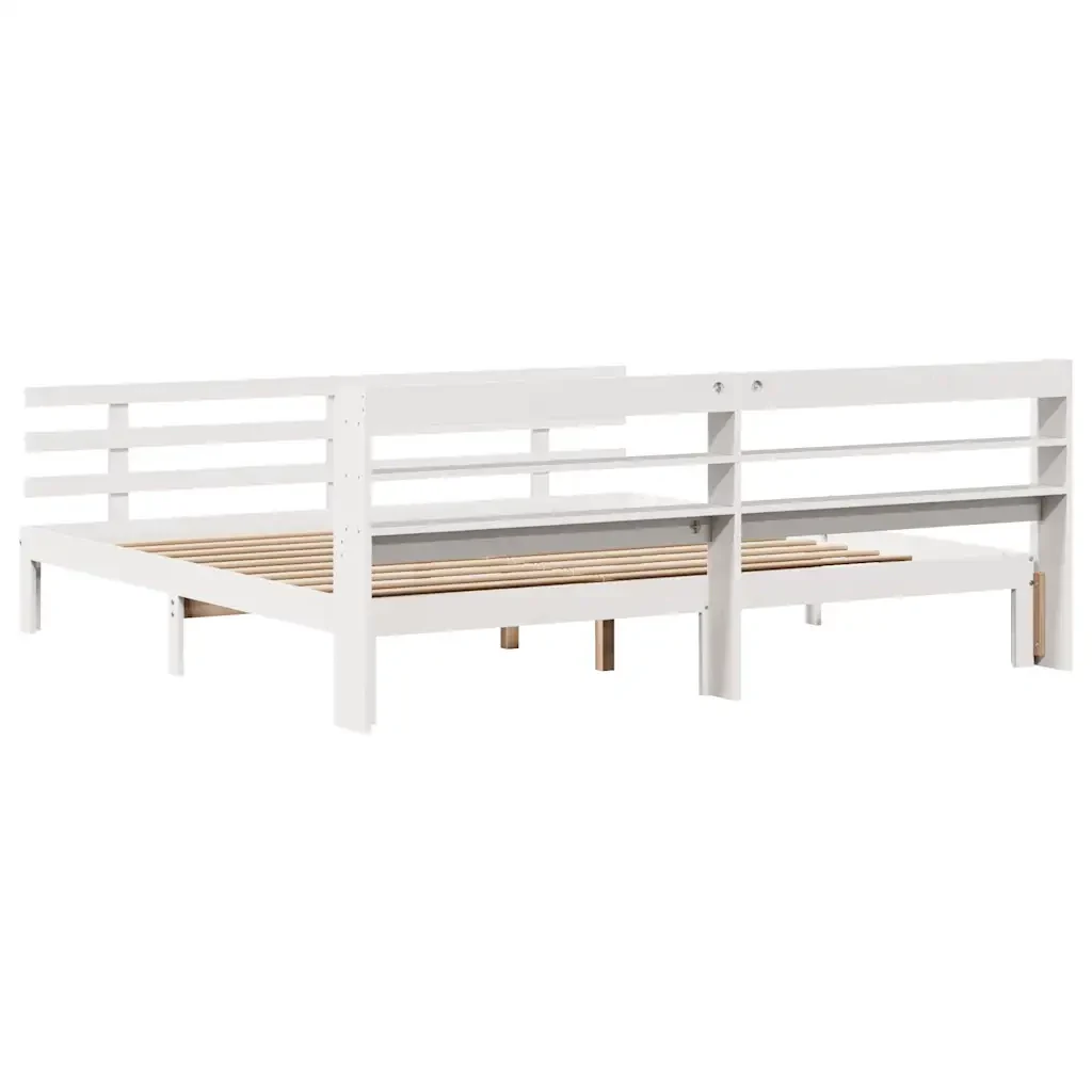 Letto matrimoniale | Letto per adulti | Giroletto con Testiera senza Materasso Bianco 200x200 cm - Image 7
