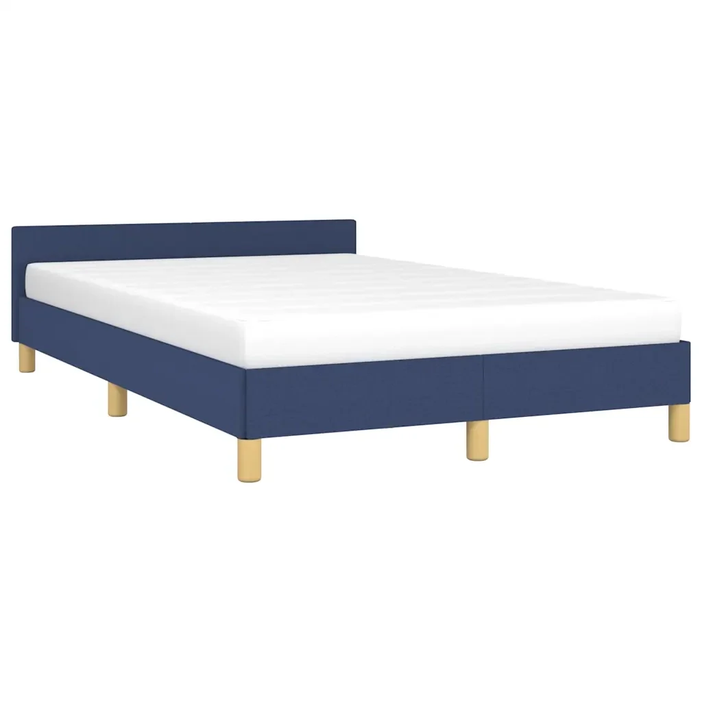 Letto matrimoniale | Letto per adulti | Giroletto con Testiera senza Materasso Blu 120x200 cm Tessuto - Image 4