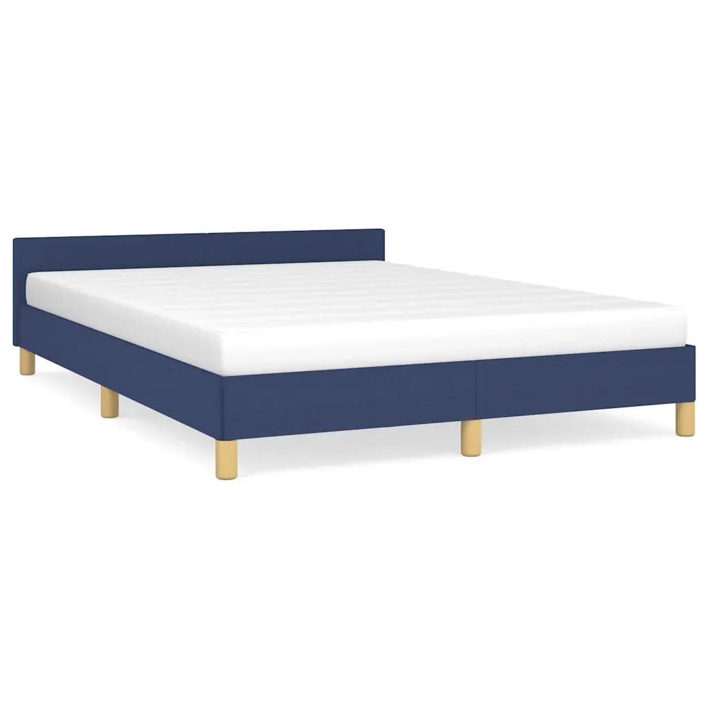 Letto matrimoniale | Letto per adulti | Giroletto con Testiera senza Materasso Blu 140x190 cm Tessuto