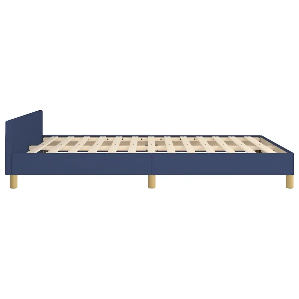 Letto matrimoniale | Letto per adulti | Giroletto con Testiera senza Materasso Blu 140x190 cm Tessuto - Image 6