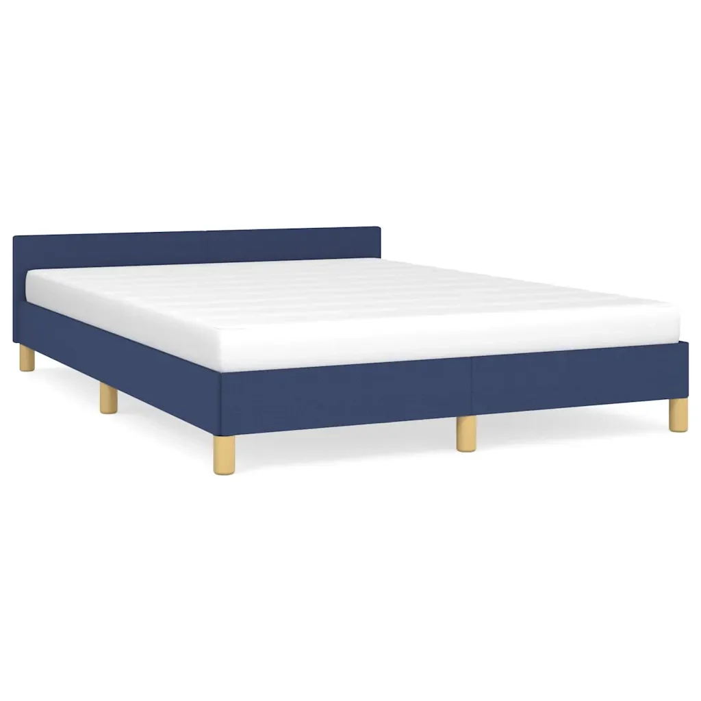 Letto matrimoniale | Letto per adulti | Giroletto con Testiera senza Materasso Blu 140x200 cm Tessuto
