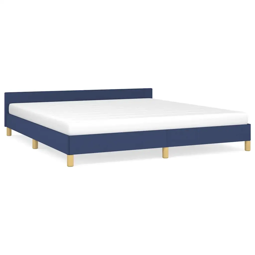 Letto matrimoniale | Letto per adulti | Giroletto con Testiera senza Materasso Blu 160x200 cm Tessuto