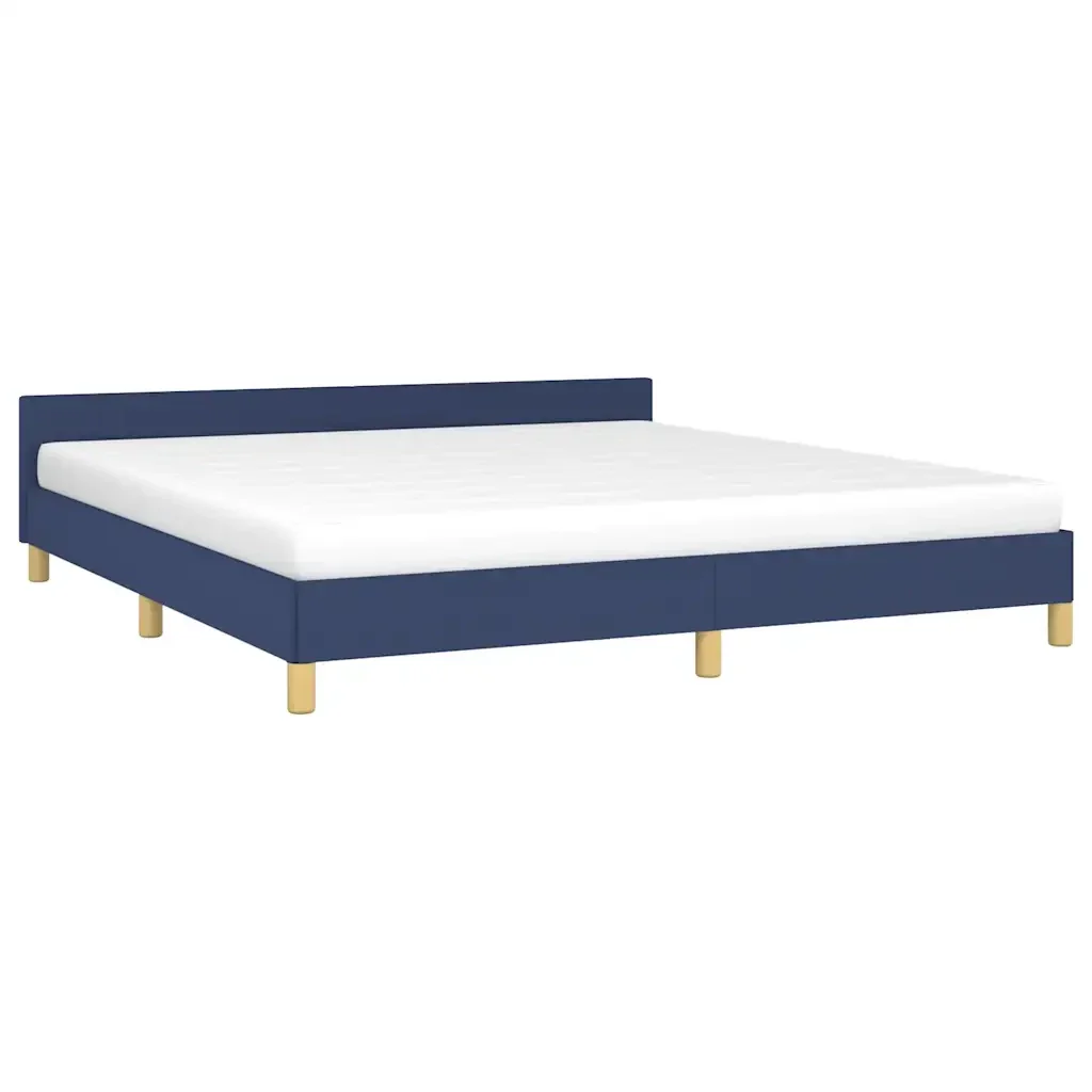 Letto matrimoniale | Letto per adulti | Giroletto con Testiera senza Materasso Blu 160x200 cm Tessuto - Image 3