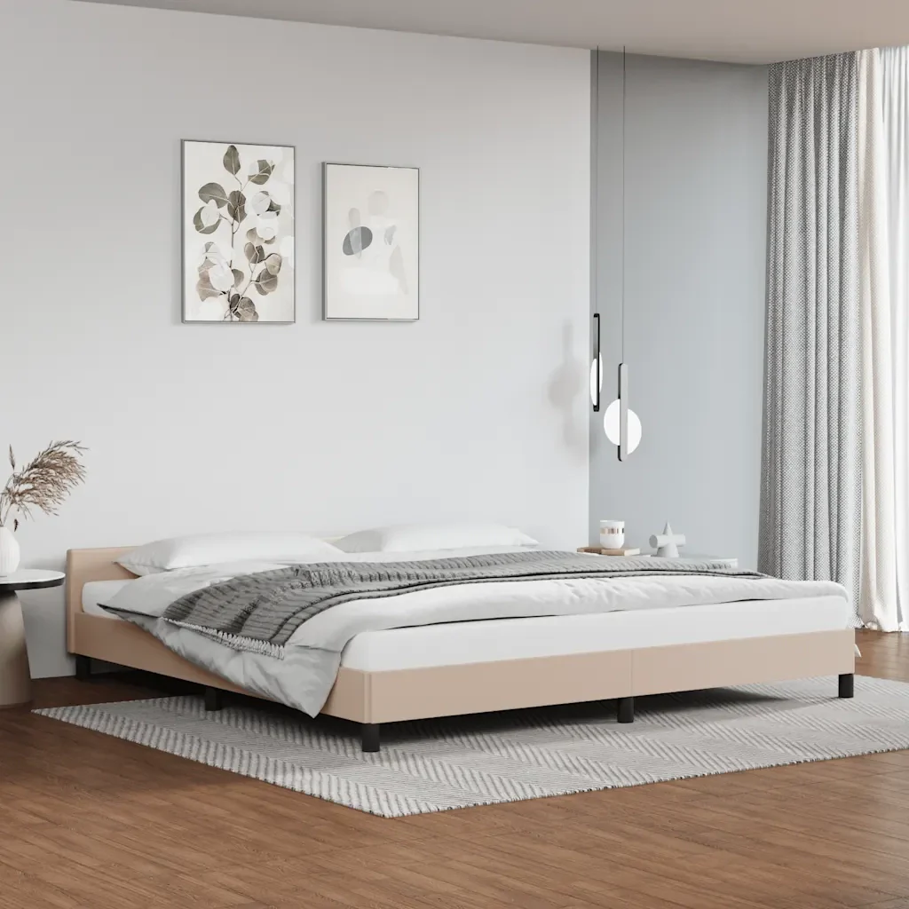 Letto matrimoniale | Letto per adulti | Giroletto con Testiera senza Materasso Cappuccino 200x200 cm - Image 2