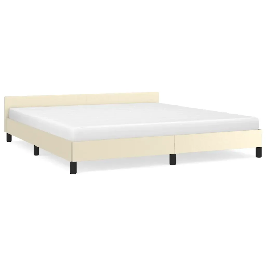 Letto matrimoniale | Letto per adulti | Giroletto con Testiera senza Materasso Crema 160x200 cm