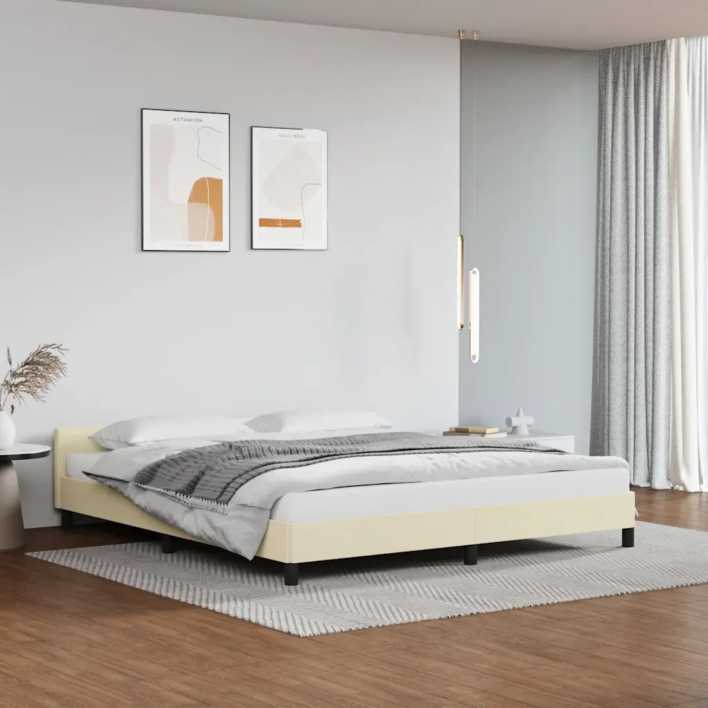 Letto matrimoniale | Letto per adulti | Giroletto con Testiera senza Materasso Crema 160x200 cm - Image 2