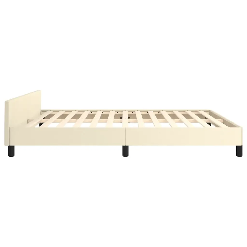 Letto matrimoniale | Letto per adulti | Giroletto con Testiera senza Materasso Crema 160x200 cm - Image 6
