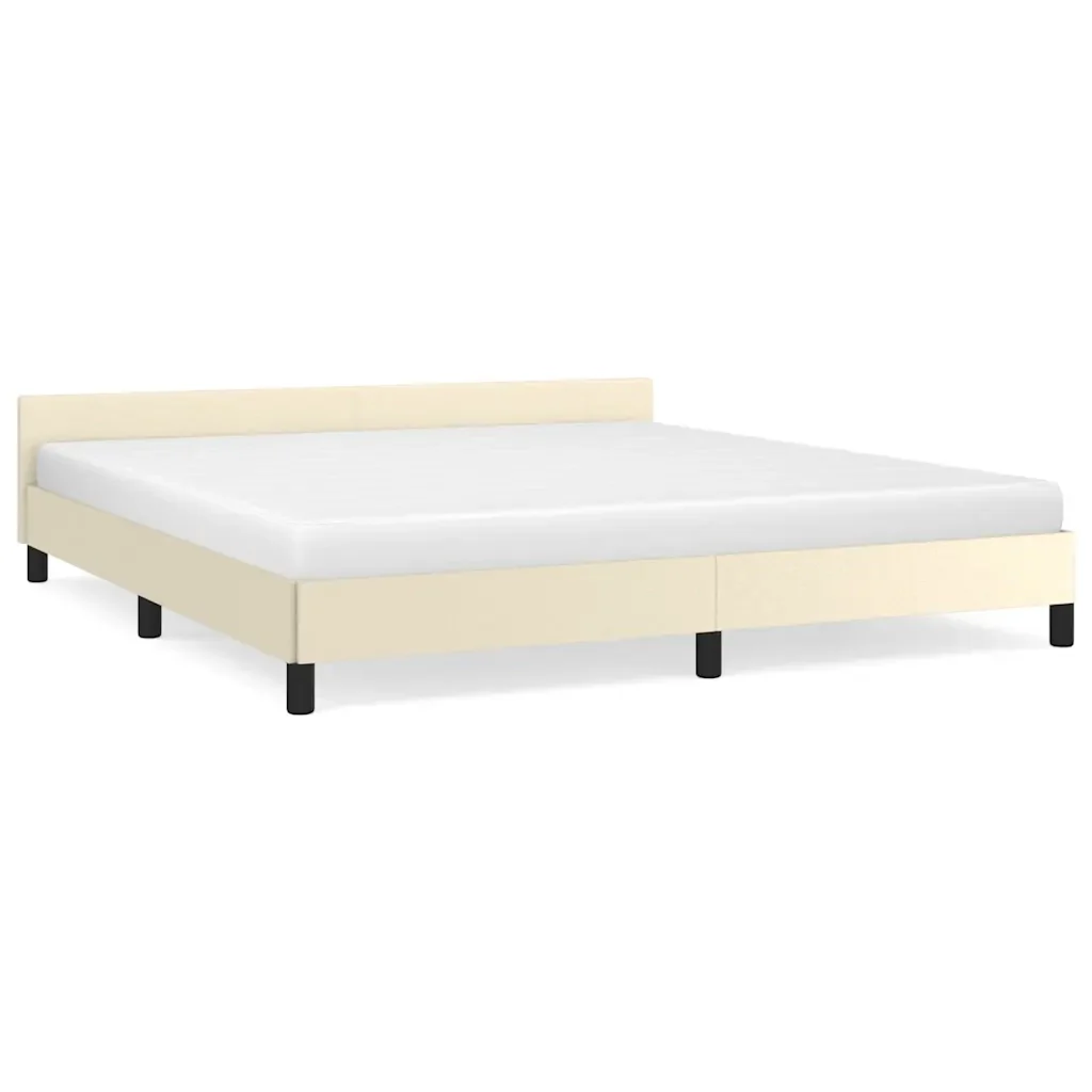 Letto matrimoniale | Letto per adulti | Giroletto con Testiera senza Materasso Crema 180x200 cm