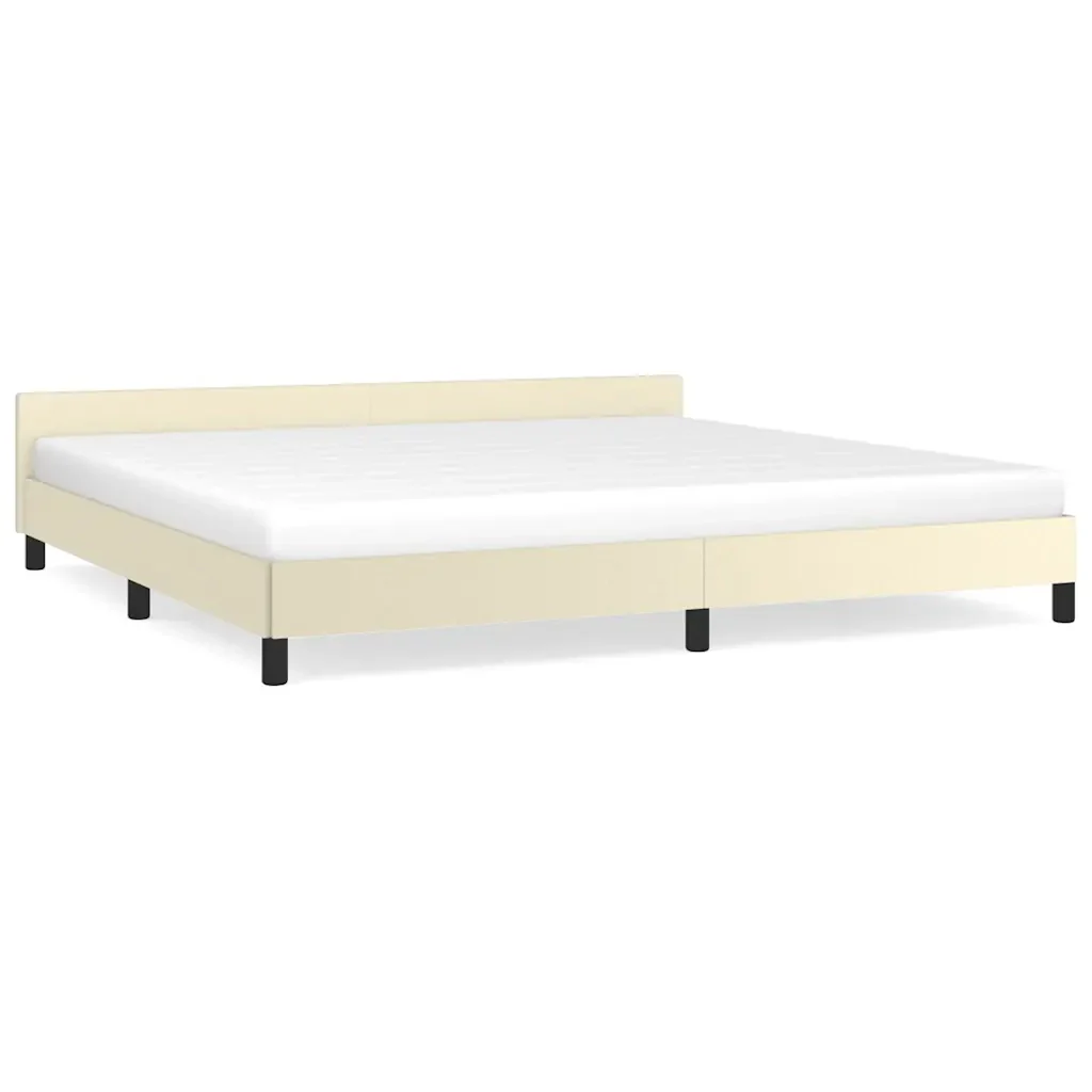 Letto matrimoniale | Letto per adulti | Giroletto con Testiera senza Materasso Crema 200x200 cm