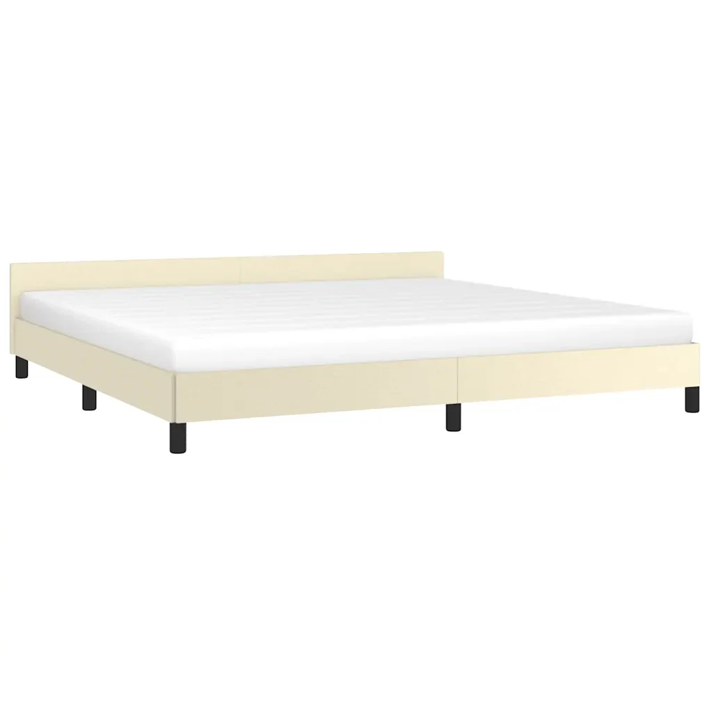Letto matrimoniale | Letto per adulti | Giroletto con Testiera senza Materasso Crema 200x200 cm - Image 4