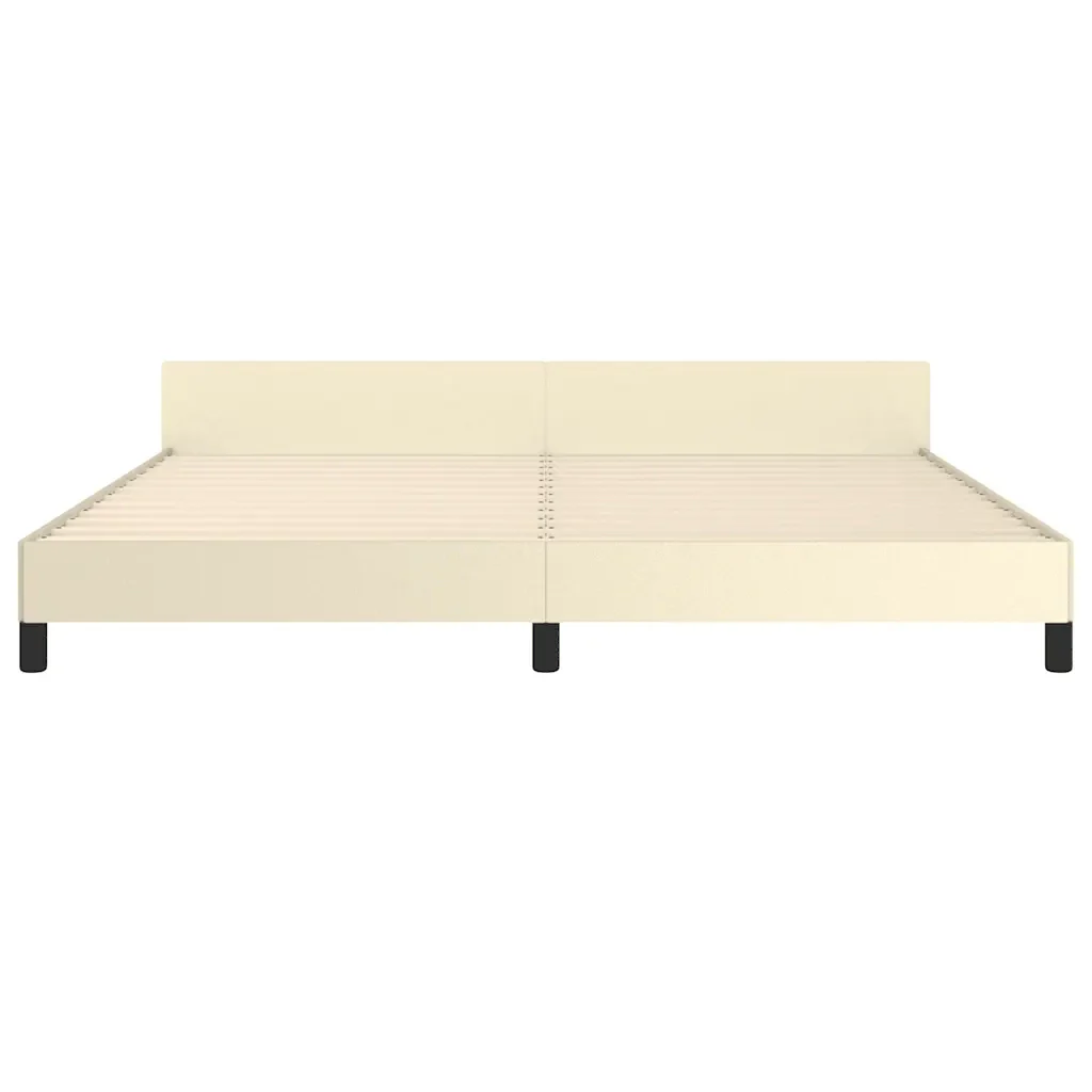 Letto matrimoniale | Letto per adulti | Giroletto con Testiera senza Materasso Crema 200x200 cm - Image 5