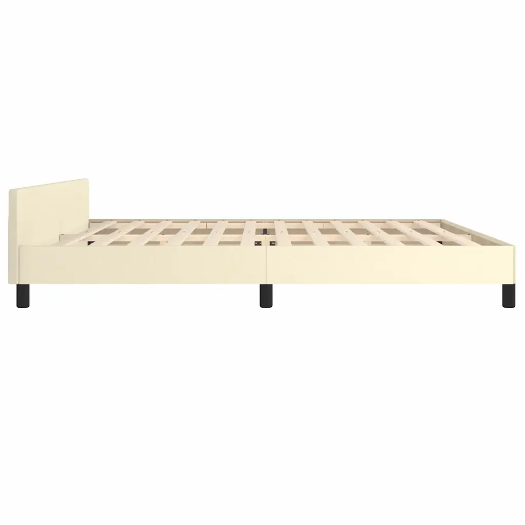 Letto matrimoniale | Letto per adulti | Giroletto con Testiera senza Materasso Crema 200x200 cm - Image 6