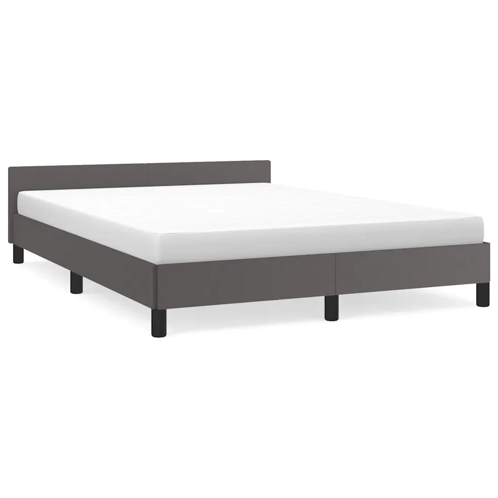Letto matrimoniale | Letto per adulti | Giroletto con Testiera senza Materasso Grigio 140x190 cm