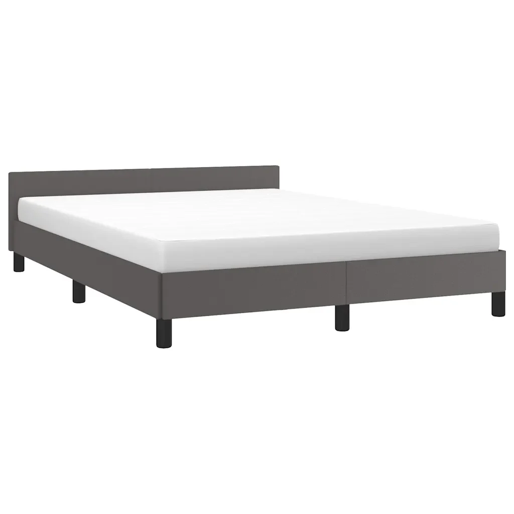 Letto matrimoniale | Letto per adulti | Giroletto con Testiera senza Materasso Grigio 140x190 cm - Image 3