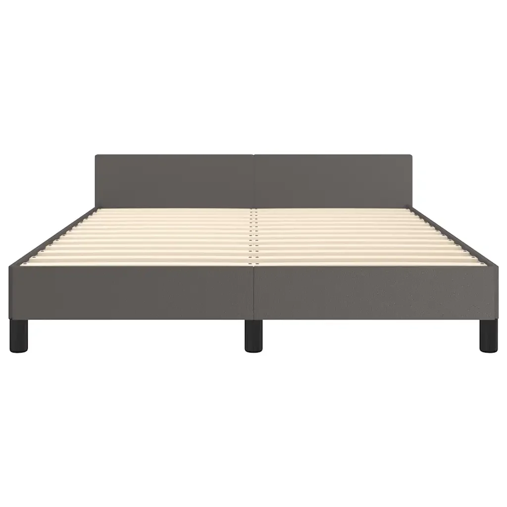 Letto matrimoniale | Letto per adulti | Giroletto con Testiera senza Materasso Grigio 140x190 cm - Image 5