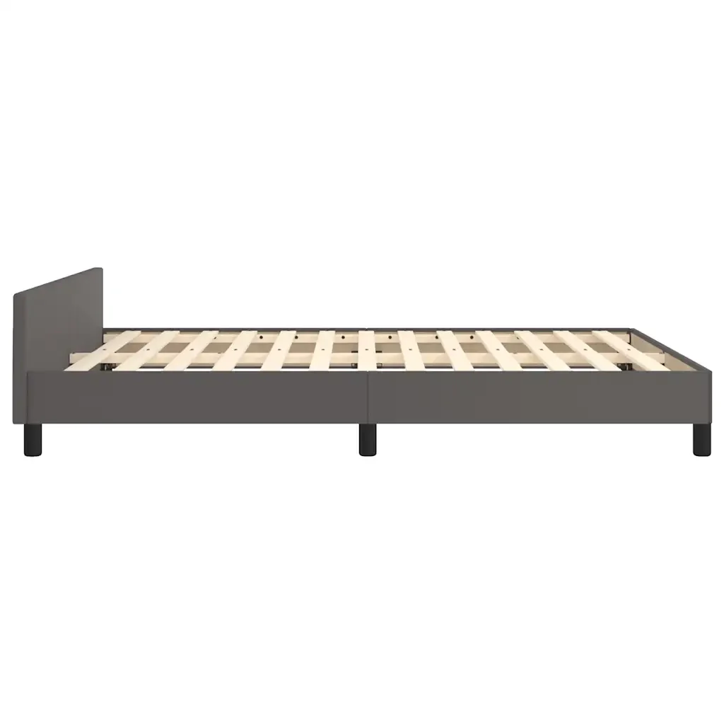 Letto matrimoniale | Letto per adulti | Giroletto con Testiera senza Materasso Grigio 140x190 cm - Image 6