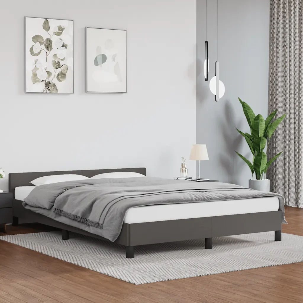 Letto matrimoniale | Letto per adulti | Giroletto con Testiera senza Materasso Grigio 140x200 cm - Image 2