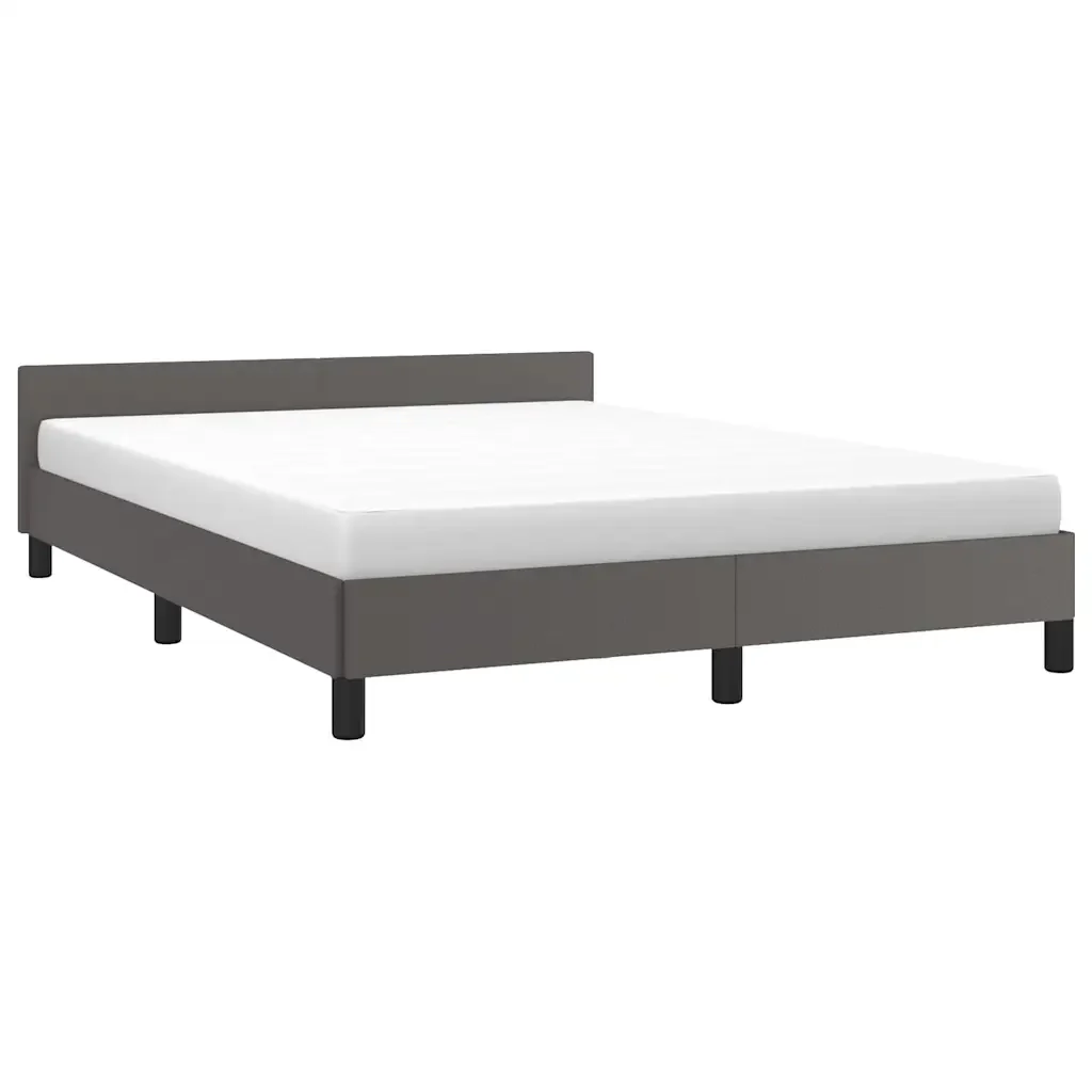 Letto matrimoniale | Letto per adulti | Giroletto con Testiera senza Materasso Grigio 140x200 cm - Image 4