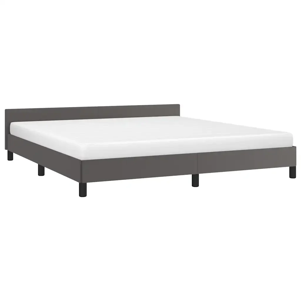 Letto matrimoniale | Letto per adulti | Giroletto con Testiera senza Materasso Grigio 180x200 cm - Image 4