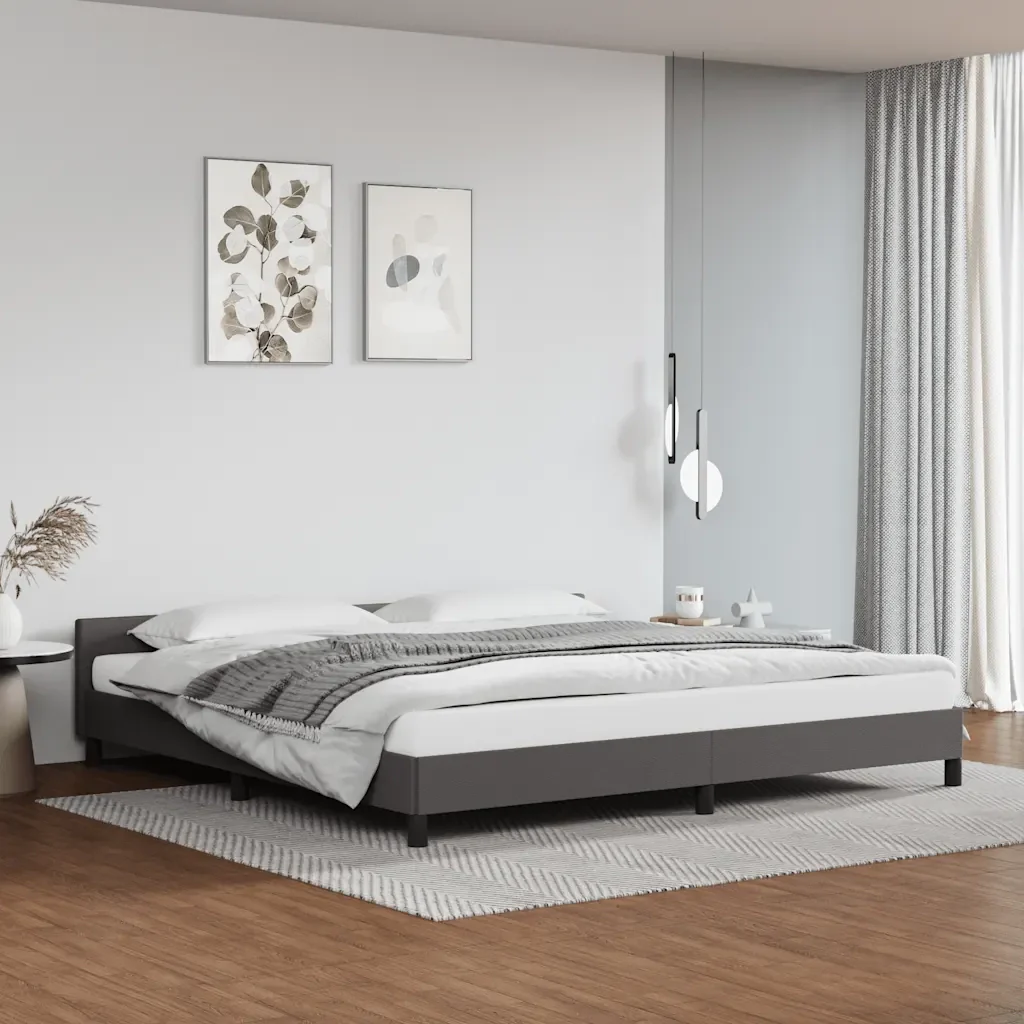 Letto matrimoniale | Letto per adulti | Giroletto con Testiera senza Materasso Grigio 200x200 cm - Image 2