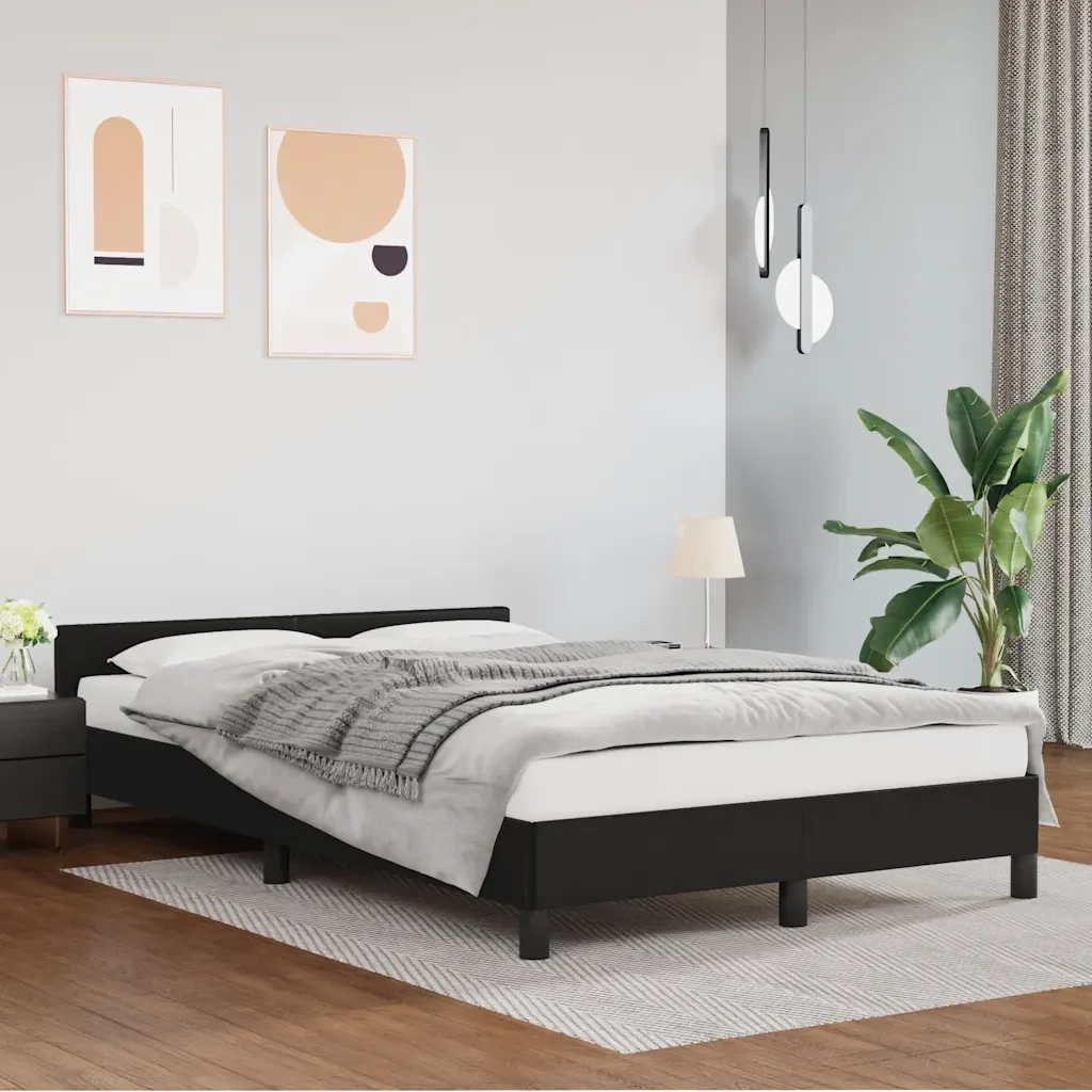 Letto matrimoniale | Letto per adulti | Giroletto con Testiera senza Materasso Nero 120x200 cm - Image 2