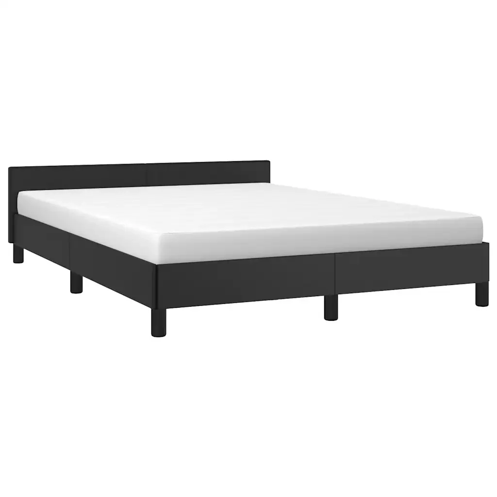 Letto matrimoniale | Letto per adulti | Giroletto con Testiera senza Materasso Nero 140x190 cm - Image 4
