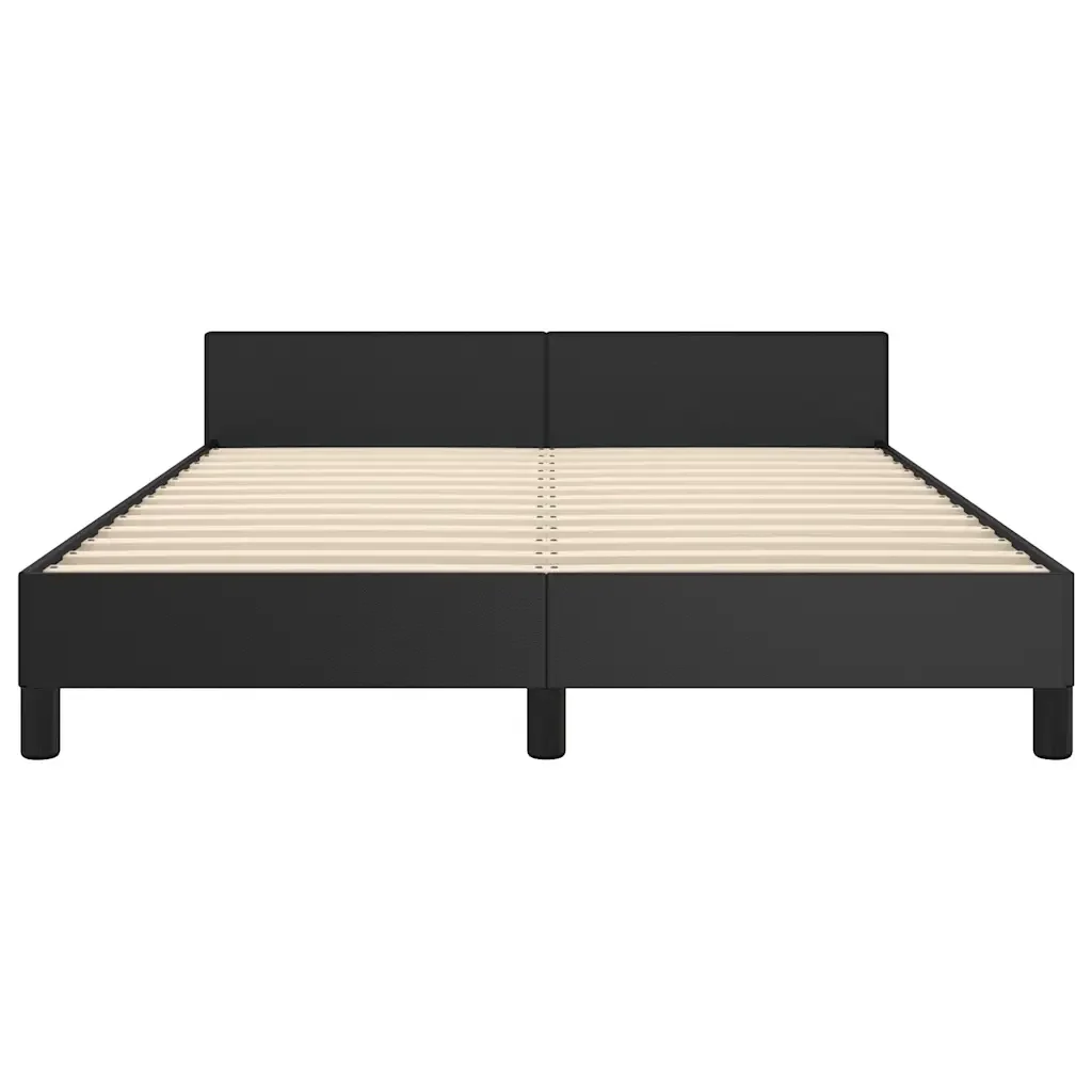 Letto matrimoniale | Letto per adulti | Giroletto con Testiera senza Materasso Nero 140x190 cm - Image 5