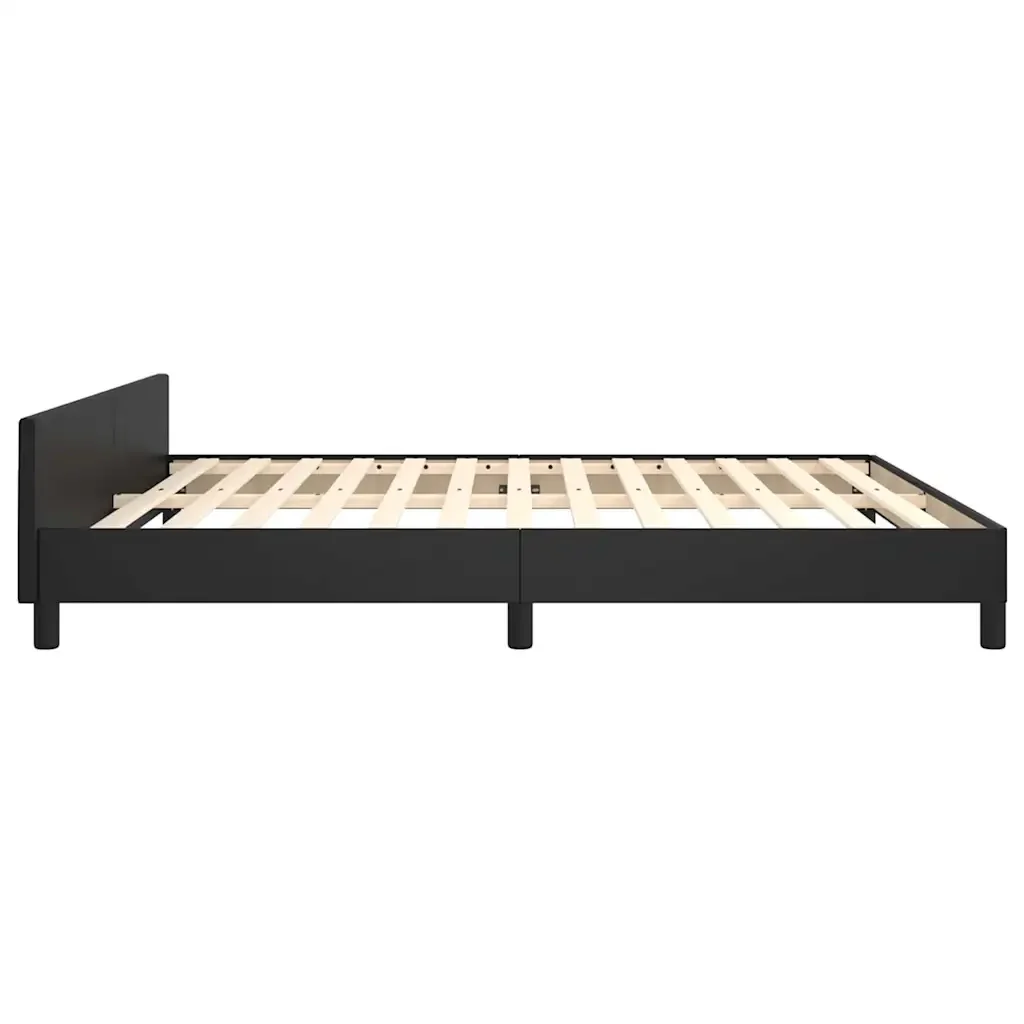 Letto matrimoniale | Letto per adulti | Giroletto con Testiera senza Materasso Nero 160x200 cm - Image 6