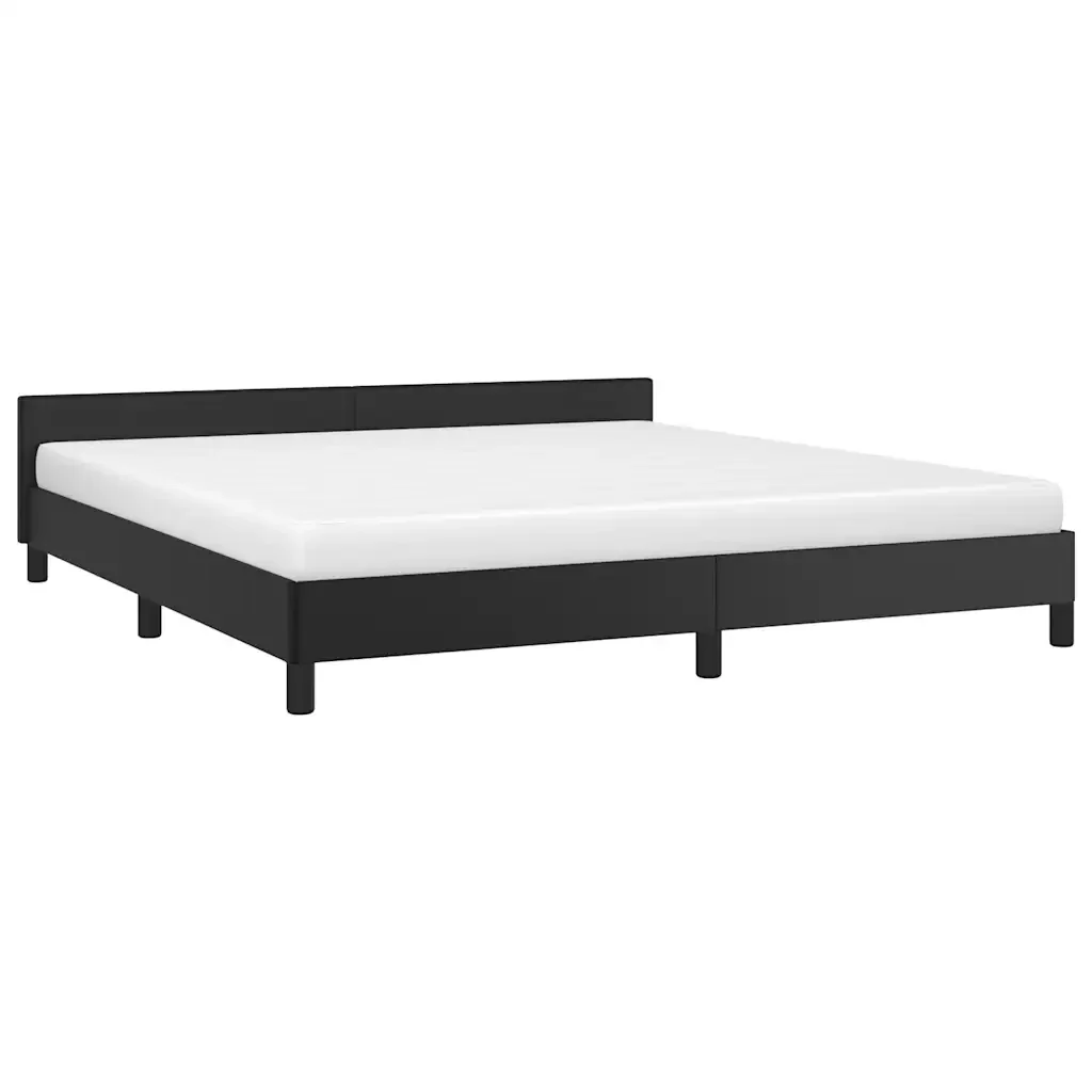 Letto matrimoniale | Letto per adulti | Giroletto con Testiera senza Materasso Nero 180x200 cm - Image 4