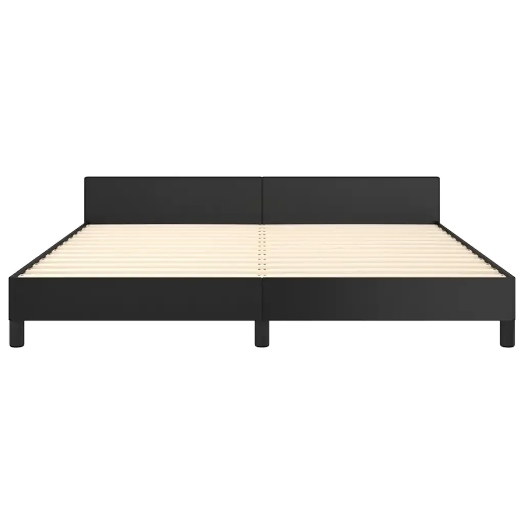 Letto matrimoniale | Letto per adulti | Giroletto con Testiera senza Materasso Nero 180x200 cm - Image 5