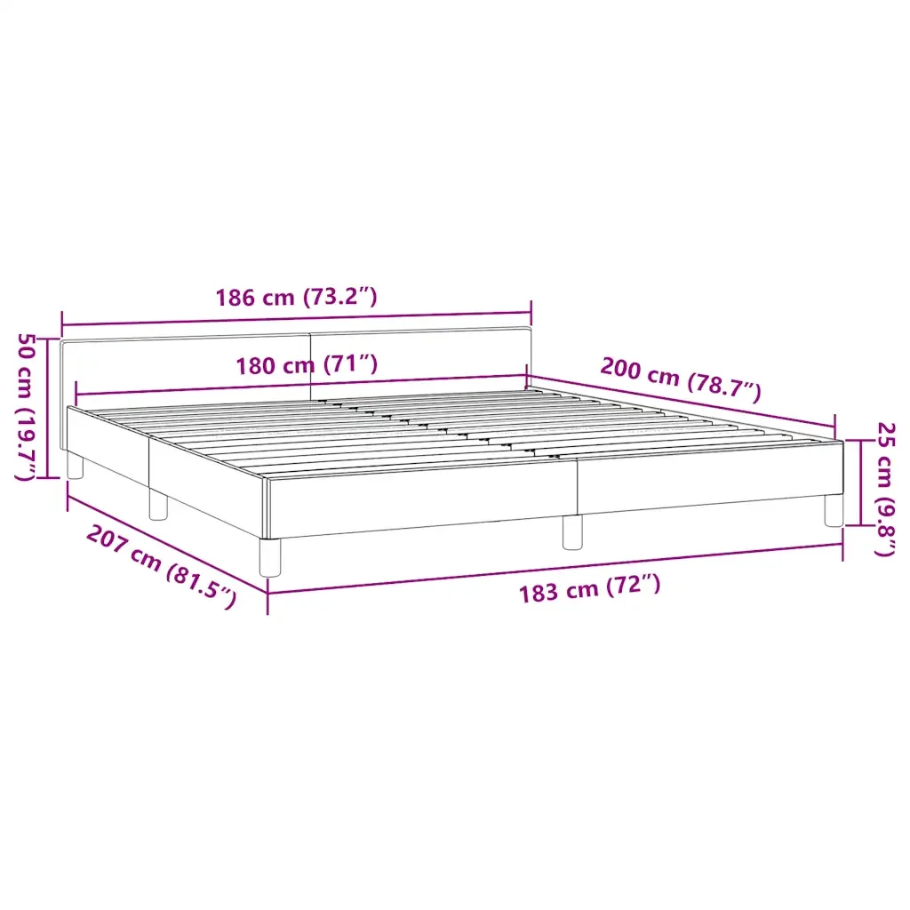 Letto matrimoniale | Letto per adulti | Giroletto con Testiera senza Materasso Nero 180x200 cm - Image 9