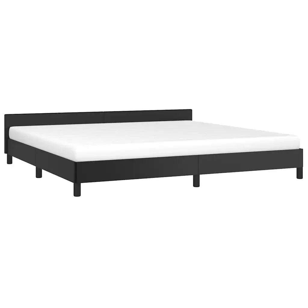 Letto matrimoniale | Letto per adulti | Giroletto con Testiera senza Materasso Nero 200x200 cm - Image 3