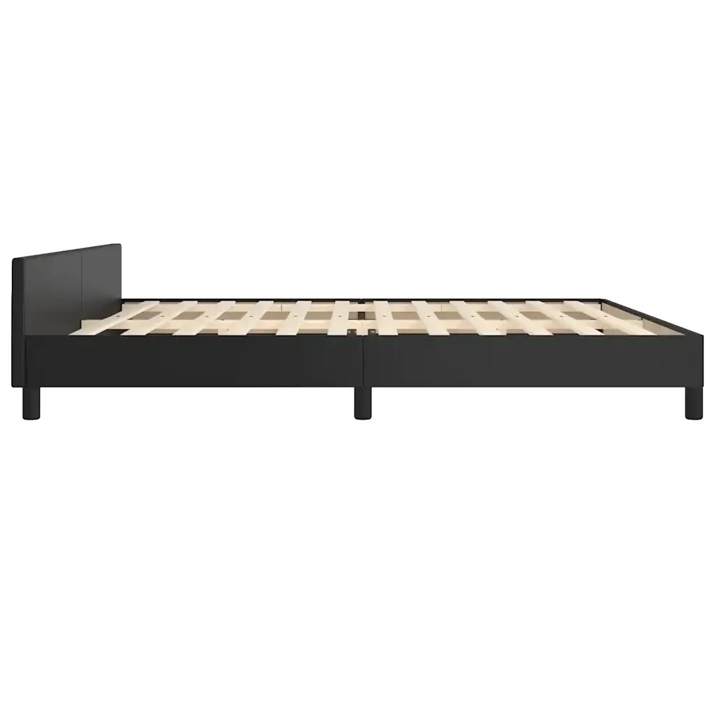 Letto matrimoniale | Letto per adulti | Giroletto con Testiera senza Materasso Nero 200x200 cm - Image 6