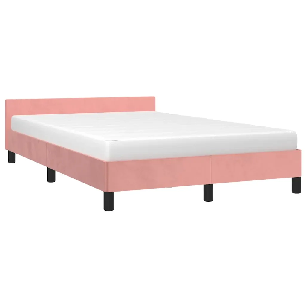 Letto matrimoniale | Letto per adulti | Giroletto con Testiera senza Materasso Rosa 120x200 cm Velluto - Image 3