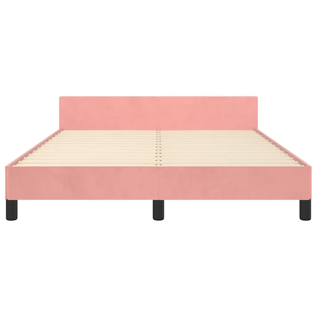 Letto matrimoniale | Letto per adulti | Giroletto con Testiera senza Materasso Rosa 140x190 cm Velluto - Image 5