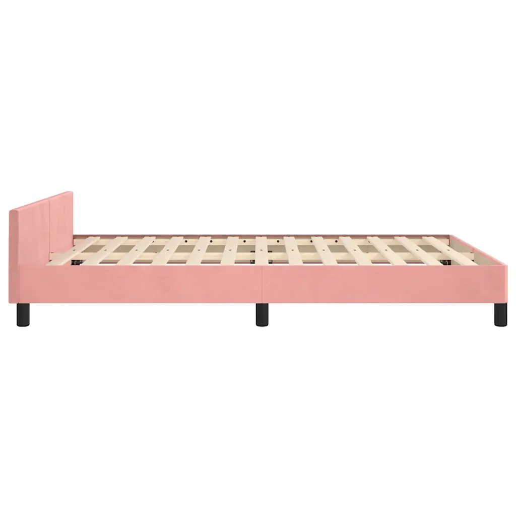 Letto matrimoniale | Letto per adulti | Giroletto con Testiera senza Materasso Rosa 140x190 cm Velluto - Image 6