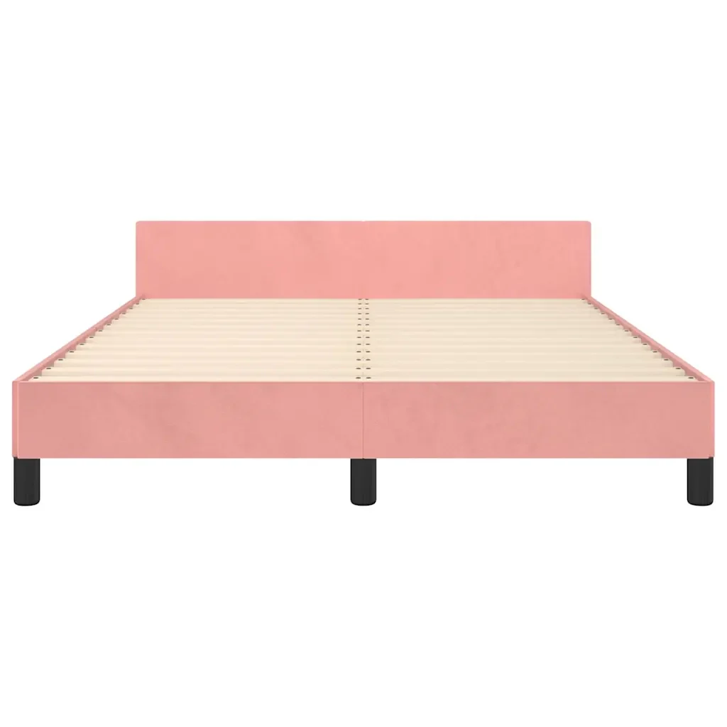 Letto matrimoniale | Letto per adulti | Giroletto con Testiera senza Materasso Rosa 140x200 cm Velluto - Image 5
