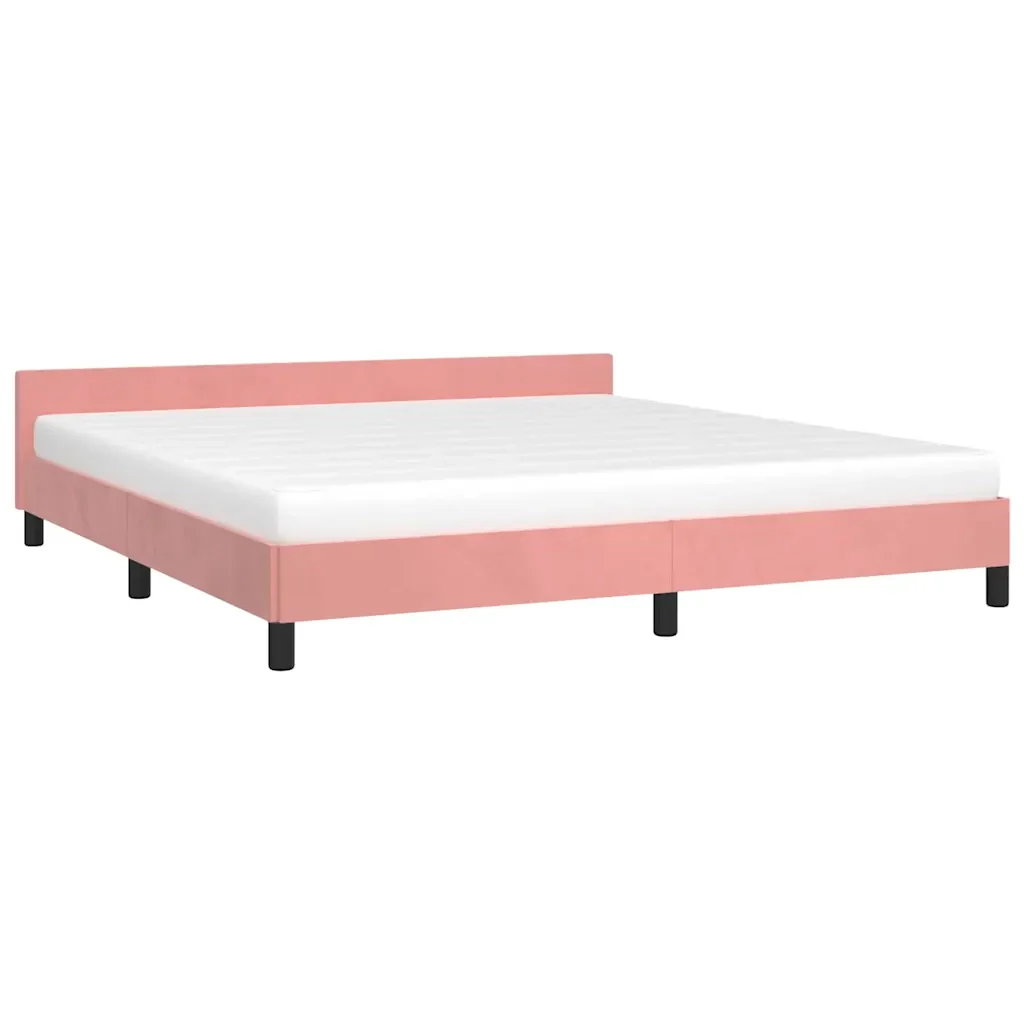 Letto matrimoniale | Letto per adulti | Giroletto con Testiera senza Materasso Rosa 160x200 cm Velluto - Image 3