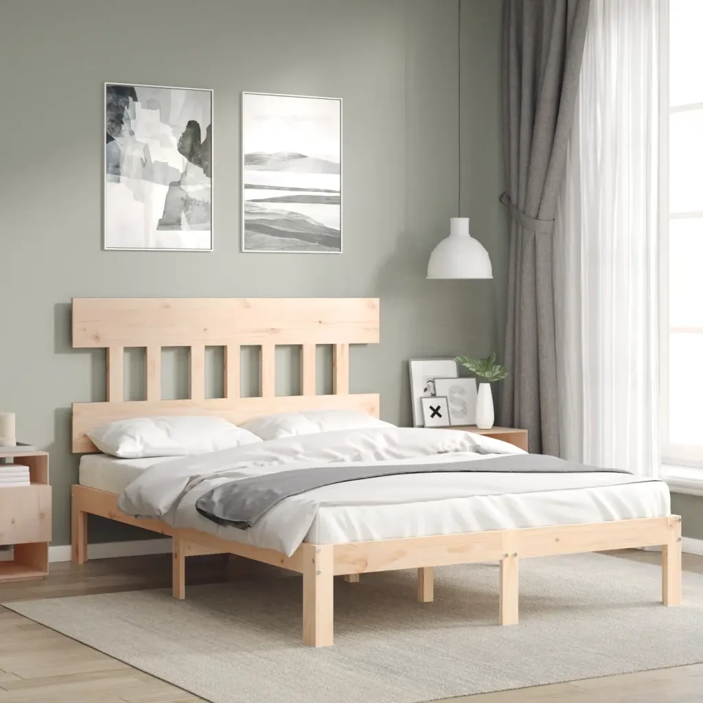Letto matrimoniale | Letto per adulti | Giroletto con Testiera Small Double in Legno Massello - Image 2