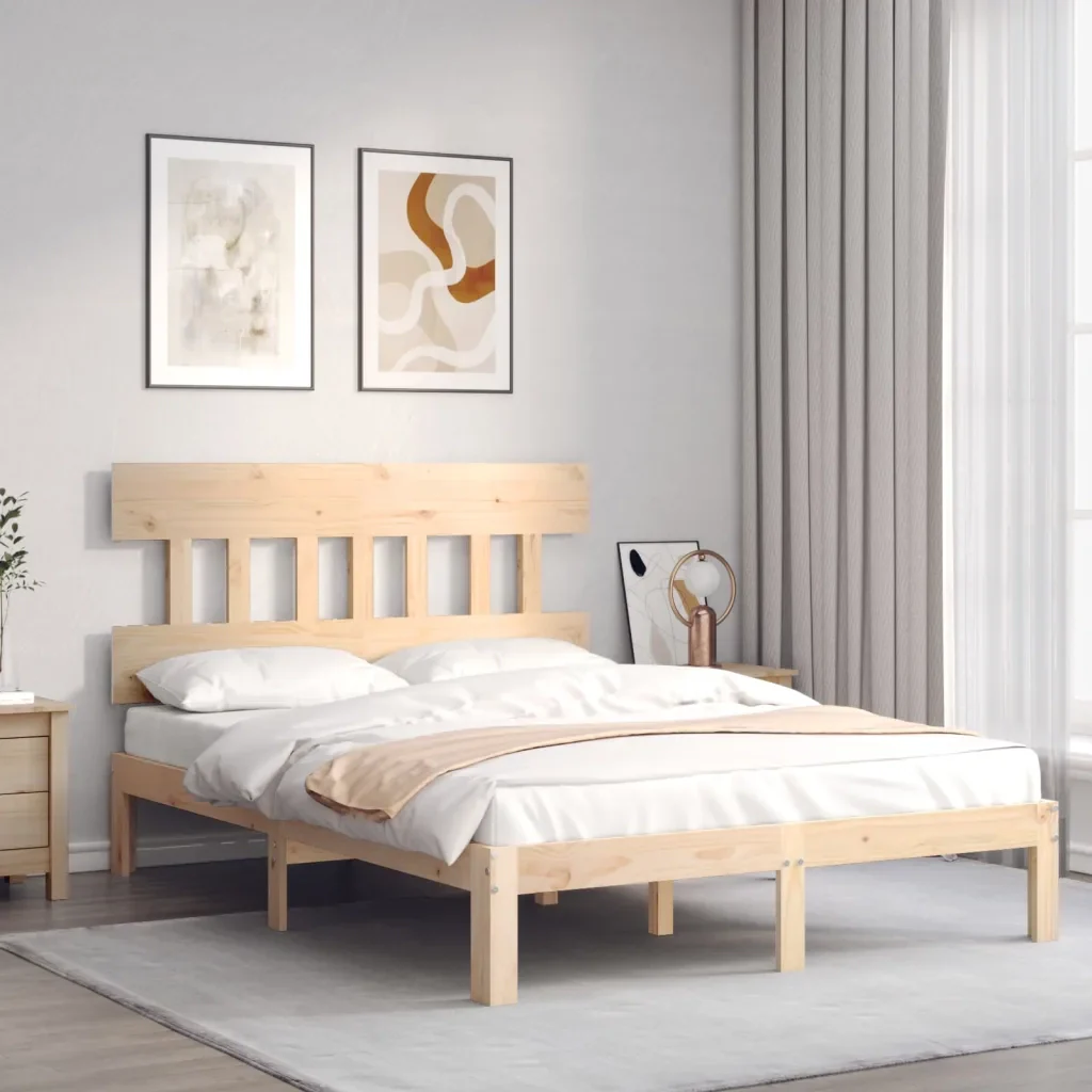 Letto matrimoniale | Letto per adulti | Giroletto con Testiera Small Double in Legno Massello - Image 4