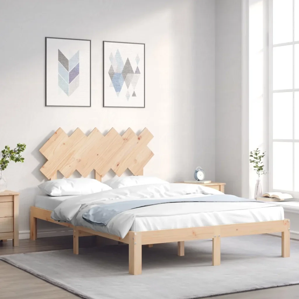 Letto matrimoniale | Letto per adulti | Giroletto con Testiera Small Double in Legno Massello - Image 2