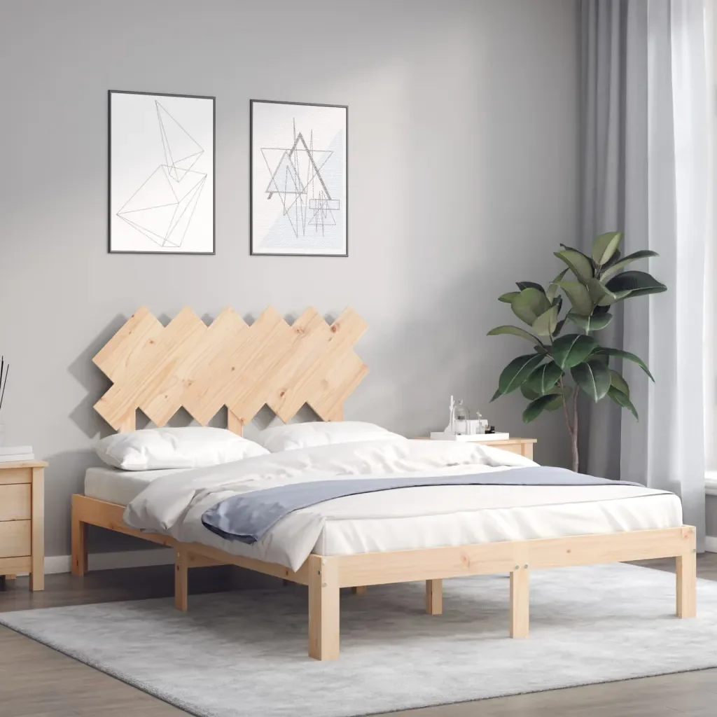 Letto matrimoniale | Letto per adulti | Giroletto con Testiera Small Double in Legno Massello - Image 4