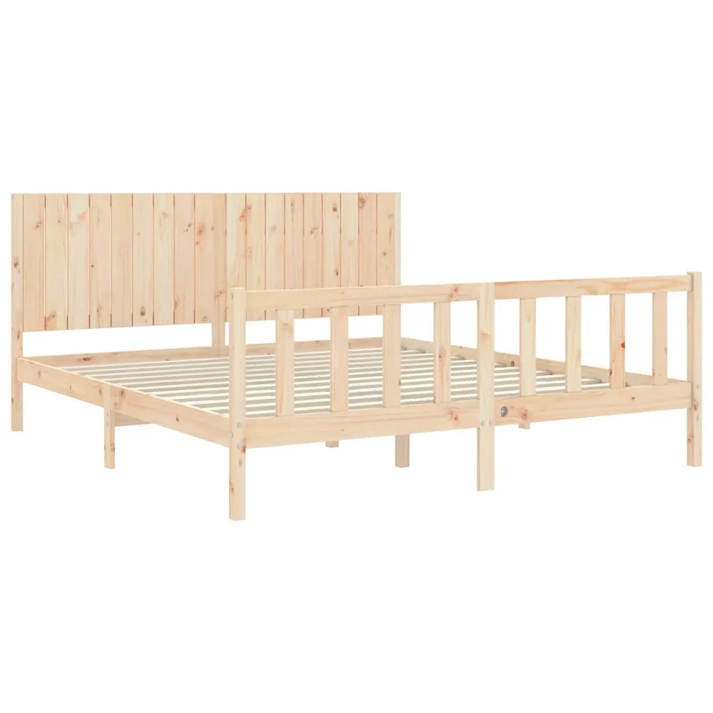Letto matrimoniale | Letto per adulti | Giroletto con Testiera Super King Size in Legno Massello - Image 5