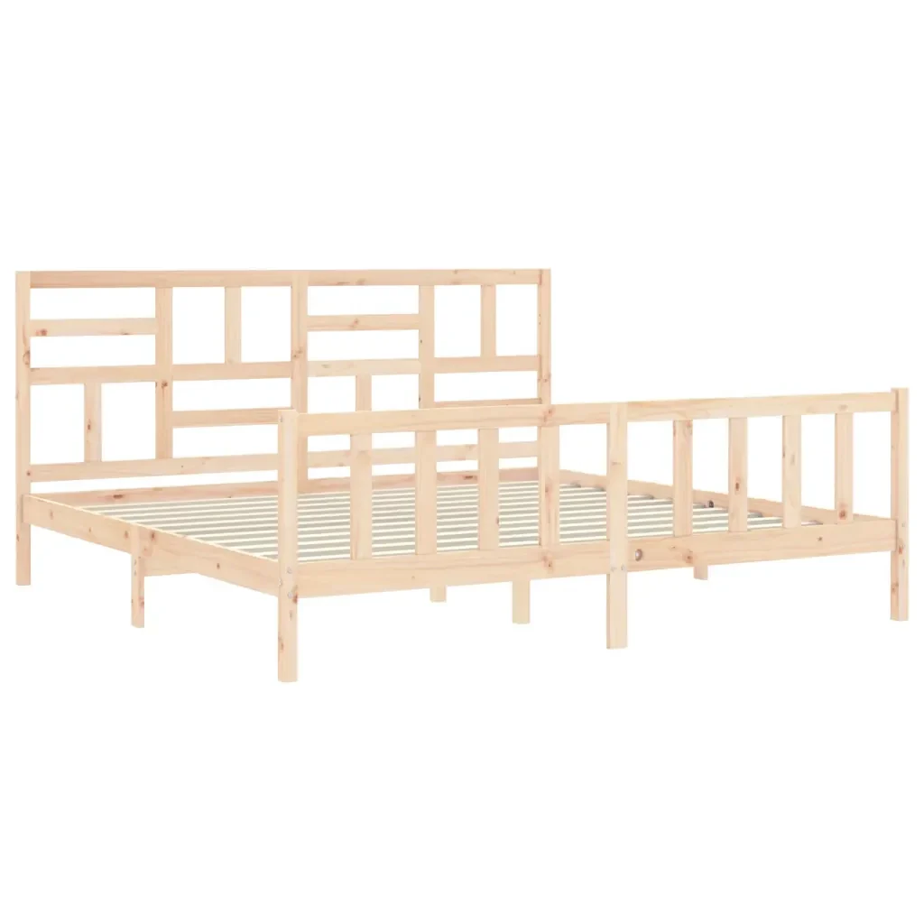 Letto matrimoniale | Letto per adulti | Giroletto con Testiera Super King Size in Legno Massello - Image 5