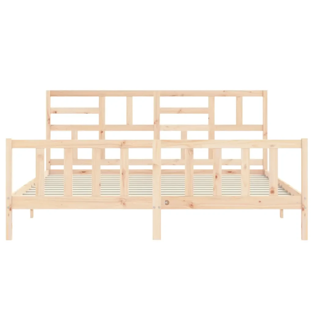 Letto matrimoniale | Letto per adulti | Giroletto con Testiera Super King Size in Legno Massello - Image 6