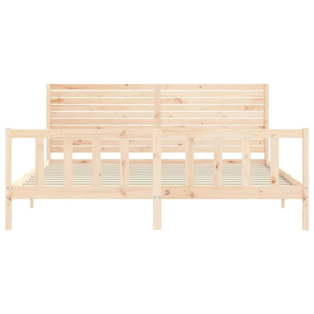 Letto matrimoniale | Letto per adulti | Giroletto con Testiera Super King Size in Legno Massello - Image 6